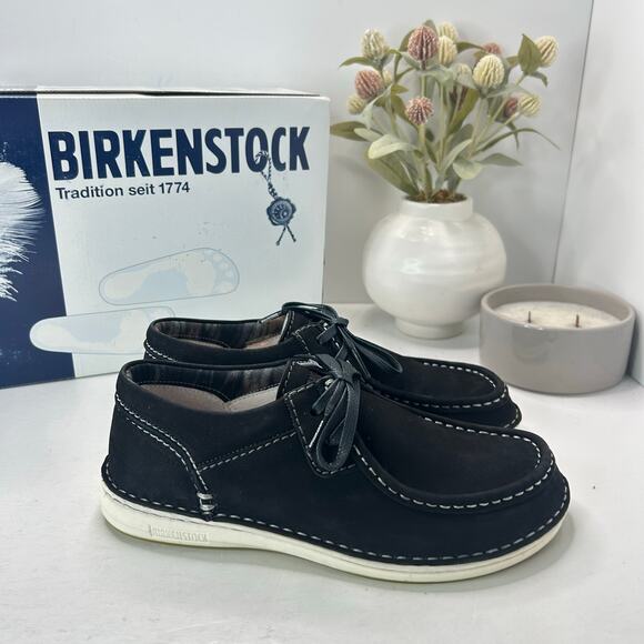 Birkenstock Pasadena Suede Moc Toe Shoe Nubuk Black Women 6/Men 4 EU 37 NWB - Picture 2 of 10